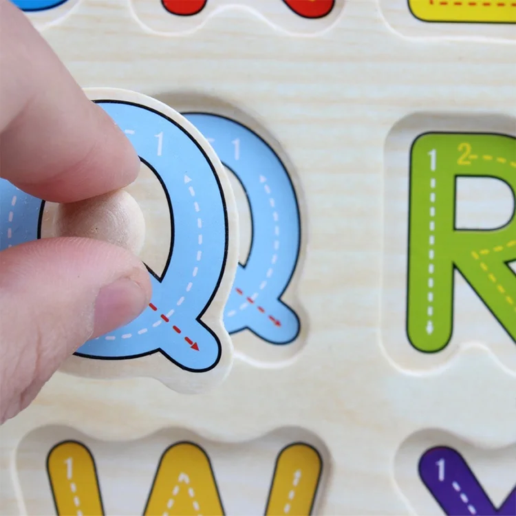 Пользовательские обучения раннего ребенка рука хватать образовательные игрушки, peg головоломки, алфавит деревянные головоломки