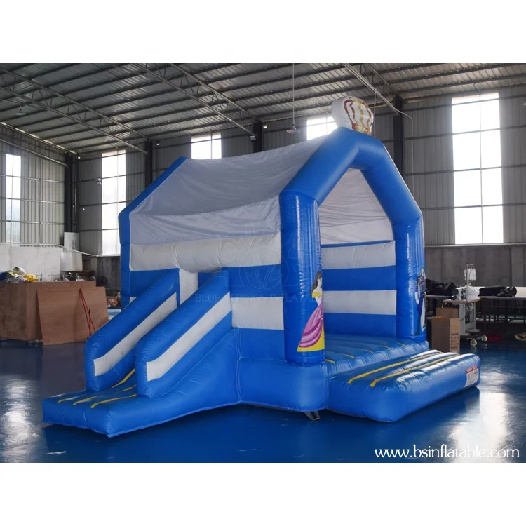 
Cheap Inflatable Bouncy Castle Combo , Big Inflatable Blue Castle for kids 