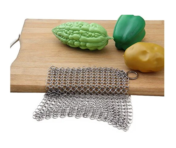 Chainmail Mesh Scrubber The Ringer Stainless Steel Chainmail Cast Iron Cleaner