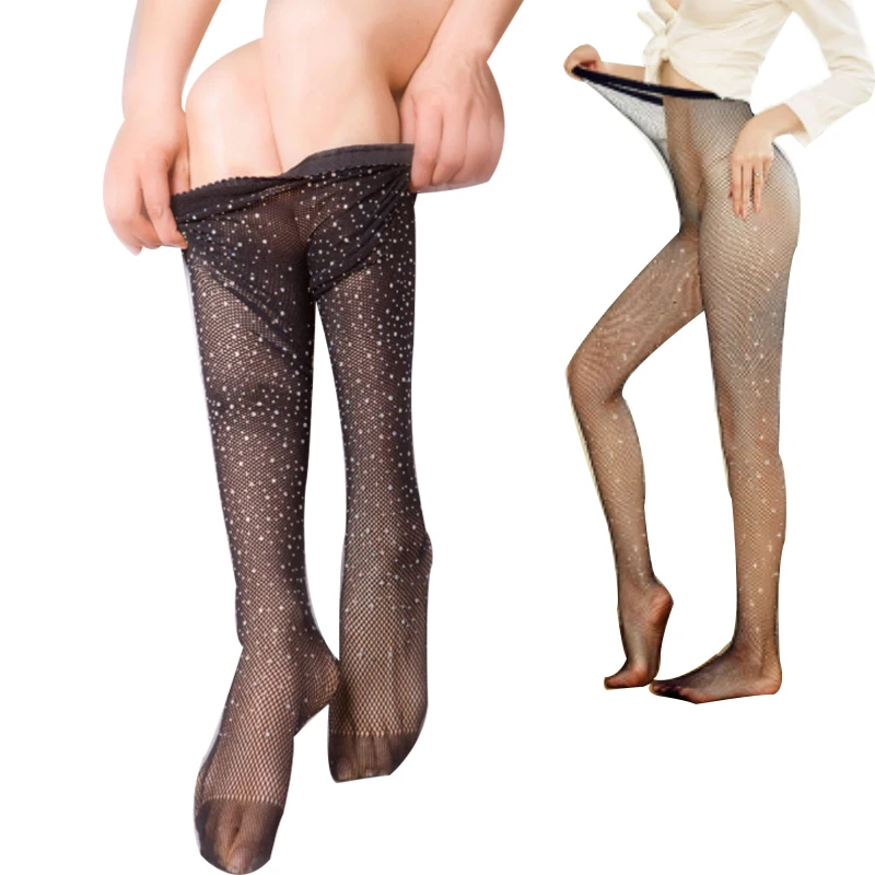 thermal jacquard crystal fishnet young girls pantyhose with rhinestone