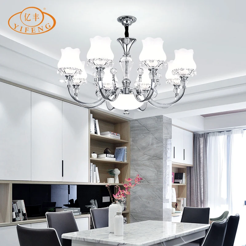 
Modern Design K9 Crystal Electroplating Painting Lights E14 LED 6-10 pcs Chrome Chandelier Pendant light 