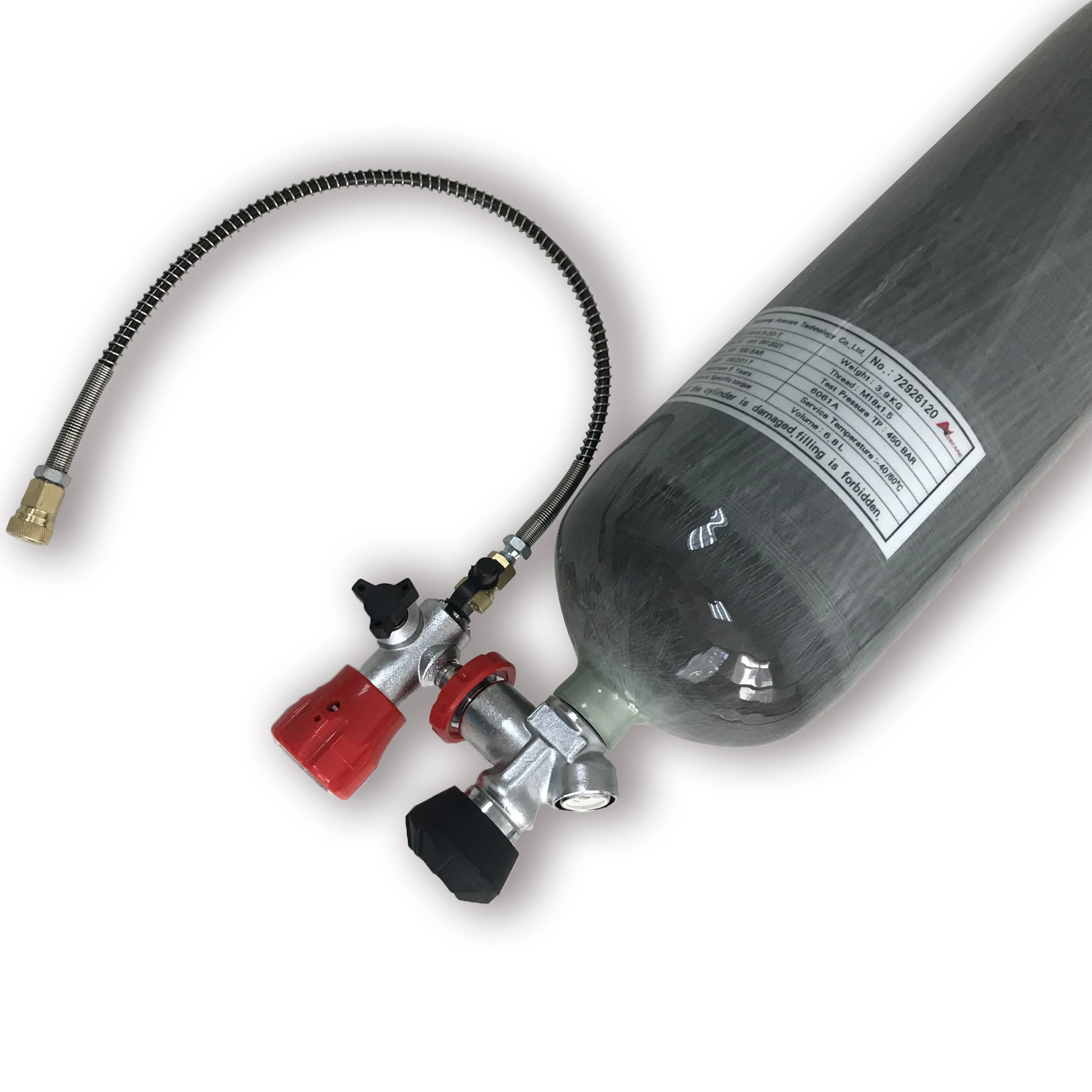 6.8L Carbon Fiber Cylinder CE Valve And Filling station Scuba Diving Oxygen Tank