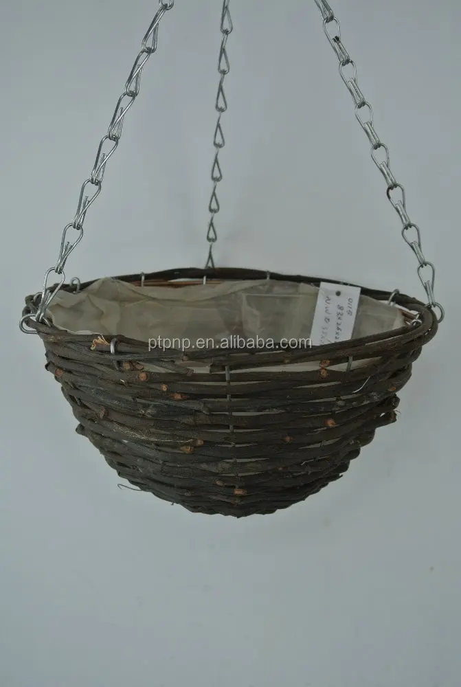 Hanging Planter Basket with plastic Liner 14 in Diameter Hanging Flower Pot Round Plant Holder For Lawn Patio Garden Decor