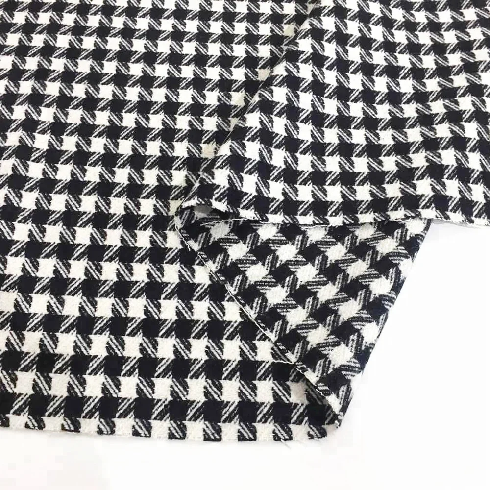 Black and white suit single check plain woven wool fabric in stock