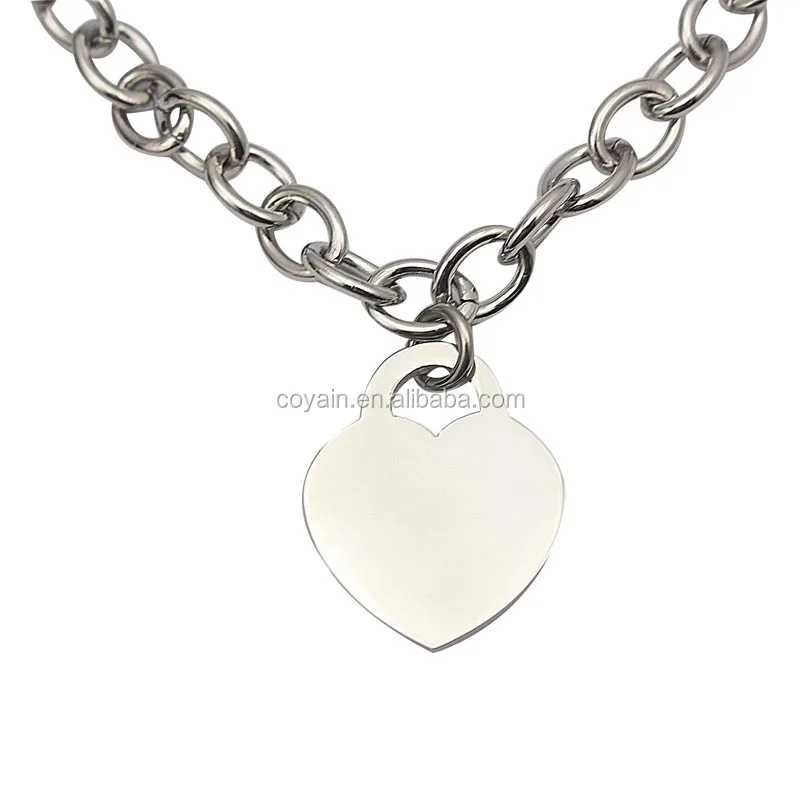 Classes Plain Heart 316L Stainless Steel Charms Metal Love Bracelet