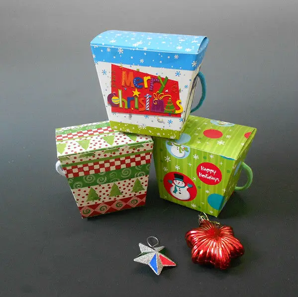 
Handmade christmas gift box paper popcorn tub 