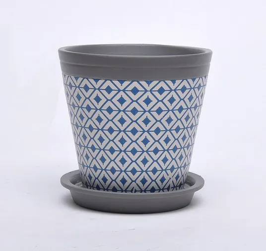 Custom style indoor cheap gridding succulent plant flower pot in terracotta with saucer