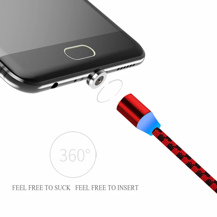 3 in 1 2.1A Black Red Micro Type C 8 Pin Fast Charging Cable Magnetic Micro USB
