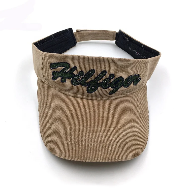 Custom Corduroy Glitter Brown Sun Visor Hat