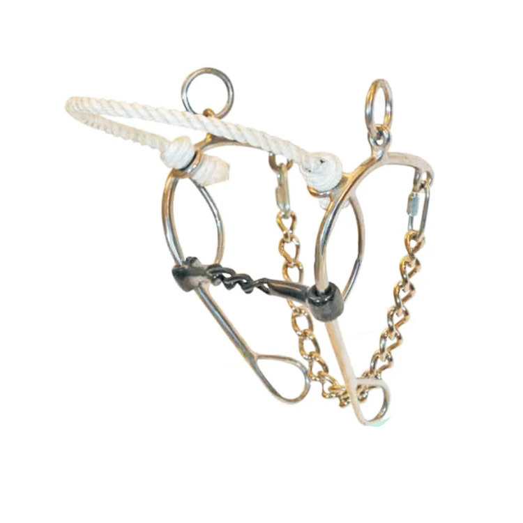 SS Hackamore horse Bit with Chain Centre Link Quick Link horse Chain horse equipment