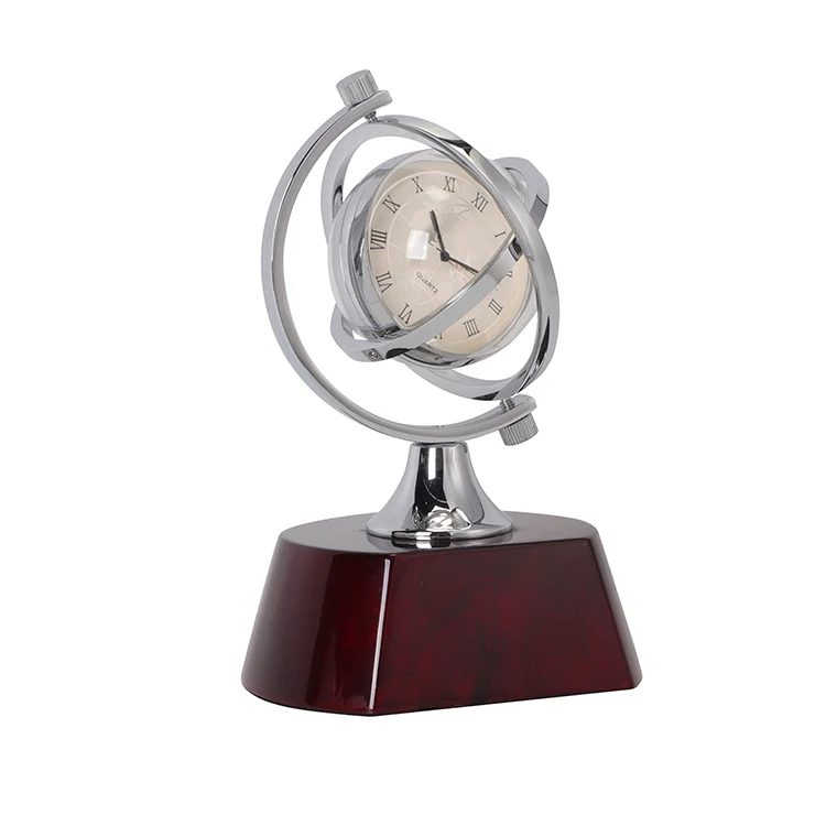 Glossy Wood Base  World Map  Clock,desktop alarm clock,table clock