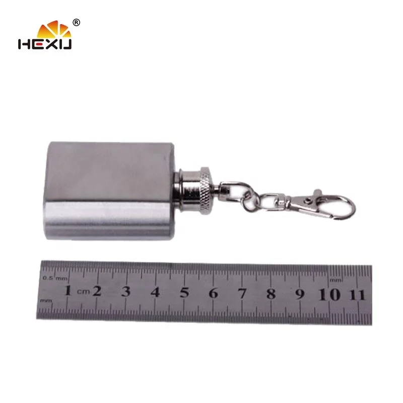 
stainless steel novelty mini lightweight 30ml hip flask with keychain 