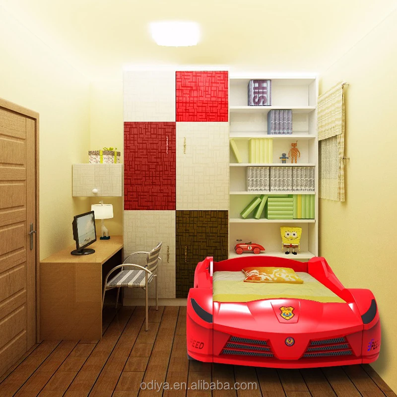 Экологичная детская двухъярусная кровать с гоночной машиной