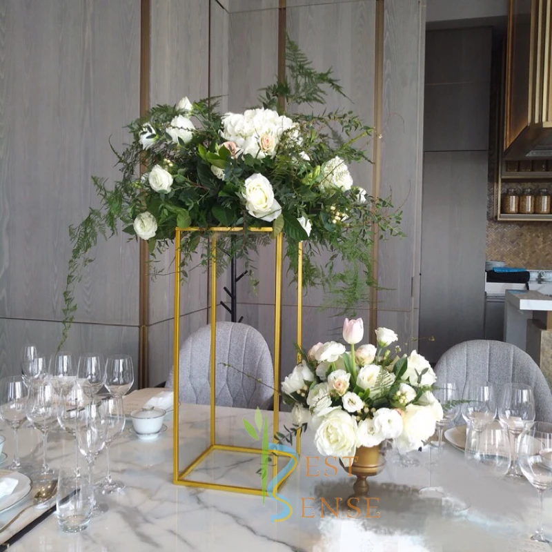 Rectangular Iron wedding flower frame stand set for table Centerpiece