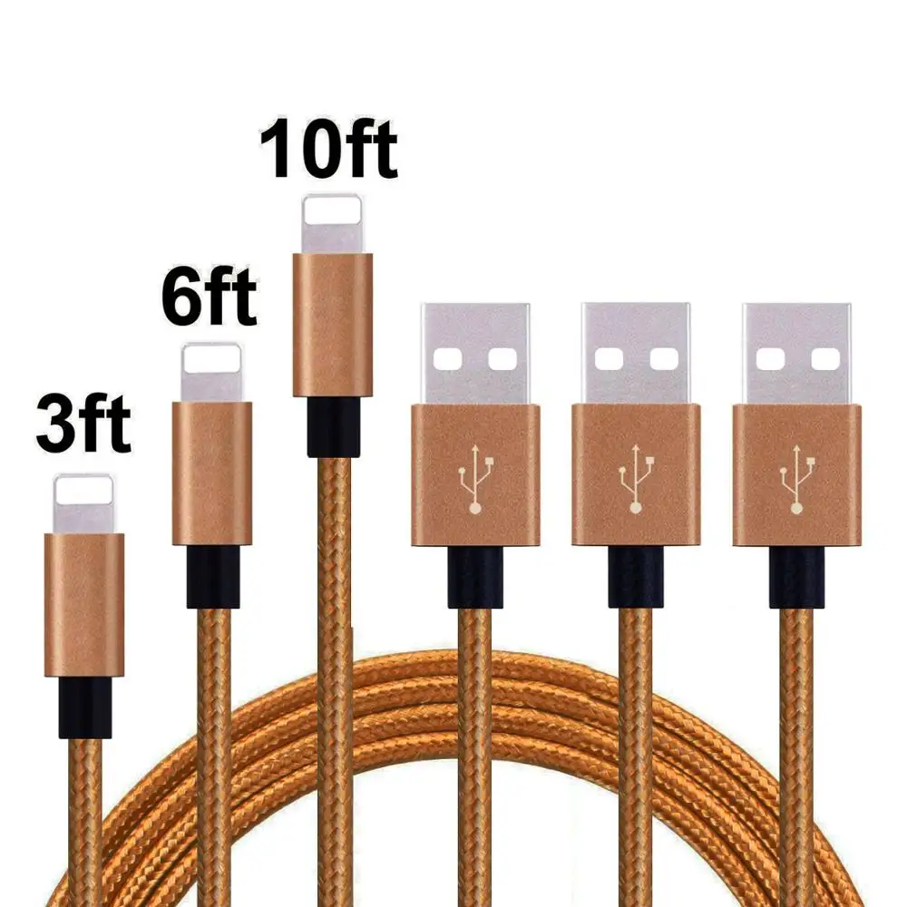 
10FT 3M For iPhone fast Charger 2A Cable Extra Long Nylon Braided Charging&Syncing Cord Compatible For iPhone Xs/XR/XS Max 7 6 8 