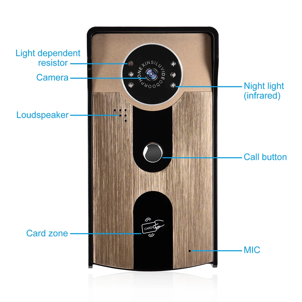 XSL-V90Rm-IDT 9 inch touch key color video doorbell intercom system night vision camera and make memory for villa