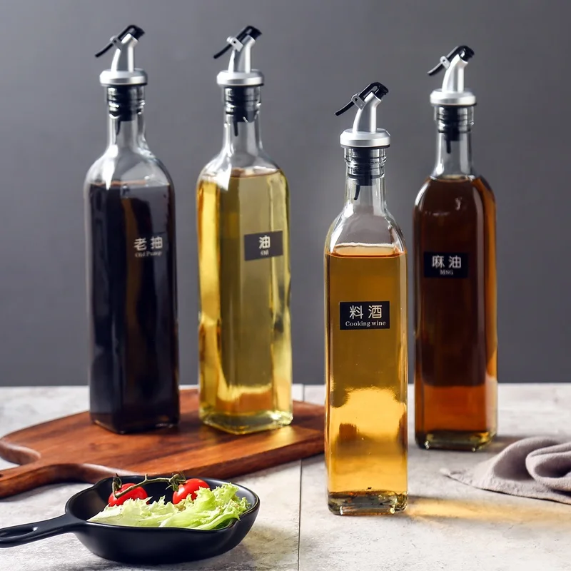 Kitchen olive glass bottles vinegar bottle 500ml oil container for cooking