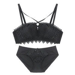 Half cup hot ladies bra designs sexy net bra fancy bra panty underwear set