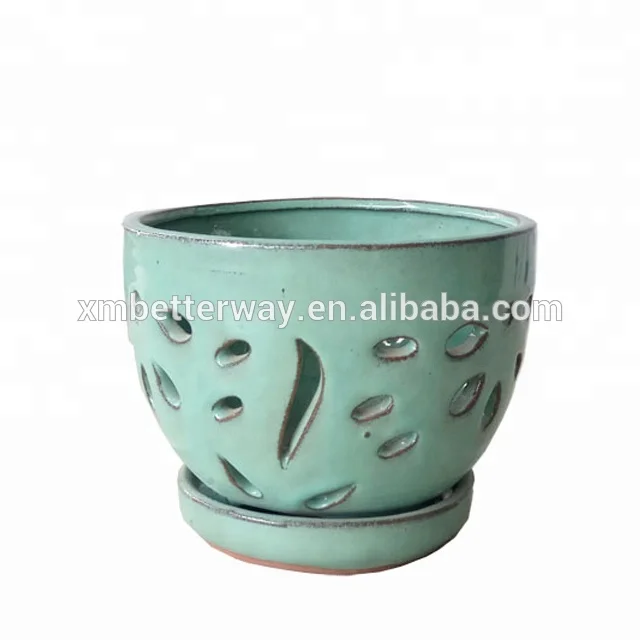 Круглый керамический цветочный контейнер 6 дюймов с вырезами, горшок для суккулентов, горшок с бабочкой и орхидеей, блюдце, украшение для дома