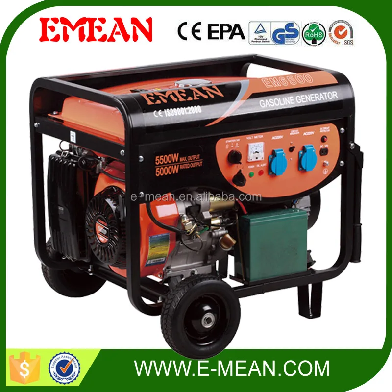 Фабрика продажа номинальная мощность 7KW / 7KVA бензин генератор Honda