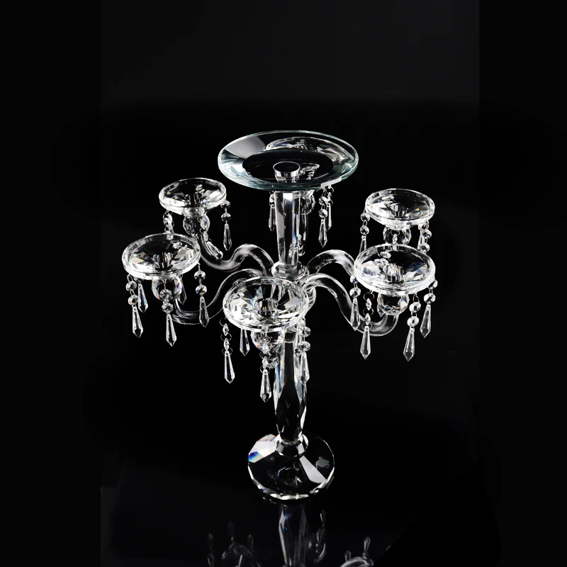 Современный Высококачественный Настольный стеклянный подсвечник с 7 держателями, Хрустальный подсвечник для празднования свадьбы