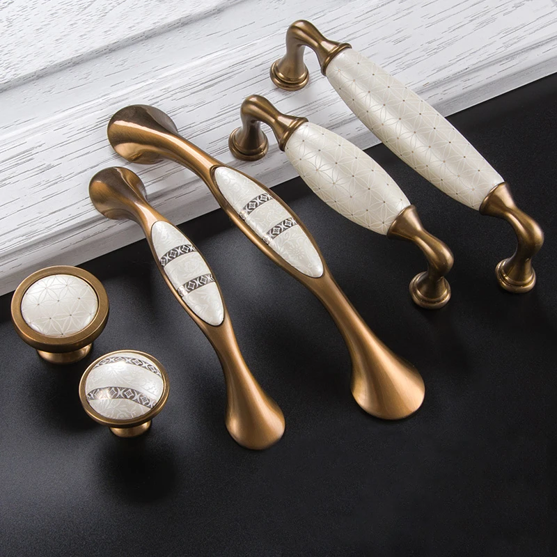 Ceramic Door Handles Antique Furniture Knobs and Handles for Kitchen Cabinet Cupboards Drawer Pulls CZ-2026
