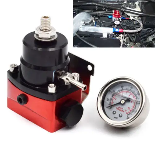 
Universal Adjustable Fuel Pressure Regulator +160psi Gauge AN 6 Fitting 