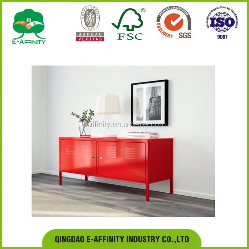 
ks- C001 0.6 mm 2 Door Red PS Metal Cabinet With Legs, Red Steel TV Cabinet for Korea 