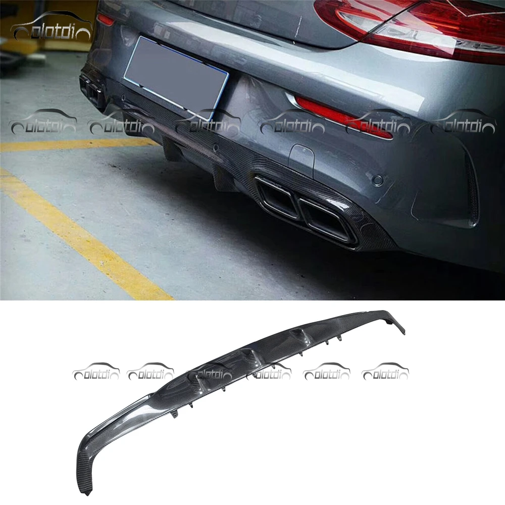 A Style Carbon Fins Spoiler Winglet Splitter Rear Bumper Lip Diffuser for Mercedes Benz W205 C205 C43 C63