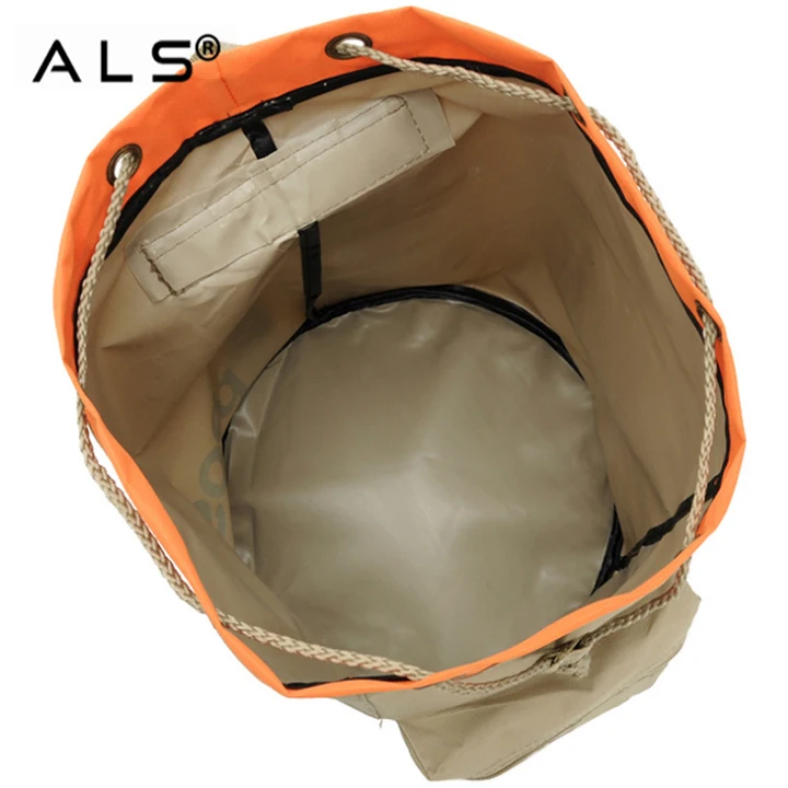 Round Sling Polyester Sports Bag With Shoe Compartment Round Shaped Large Capacity Drawstring Backpack Sling Bag Backpack