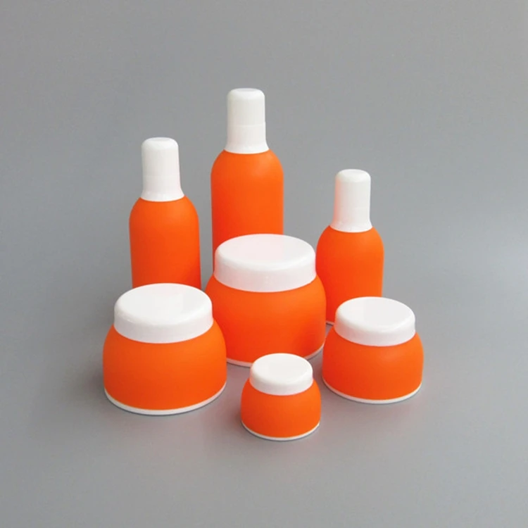 2 oz round shape plastic cosmetic jars,30 ml blue color plastic bottle,30 g white color plastic jar