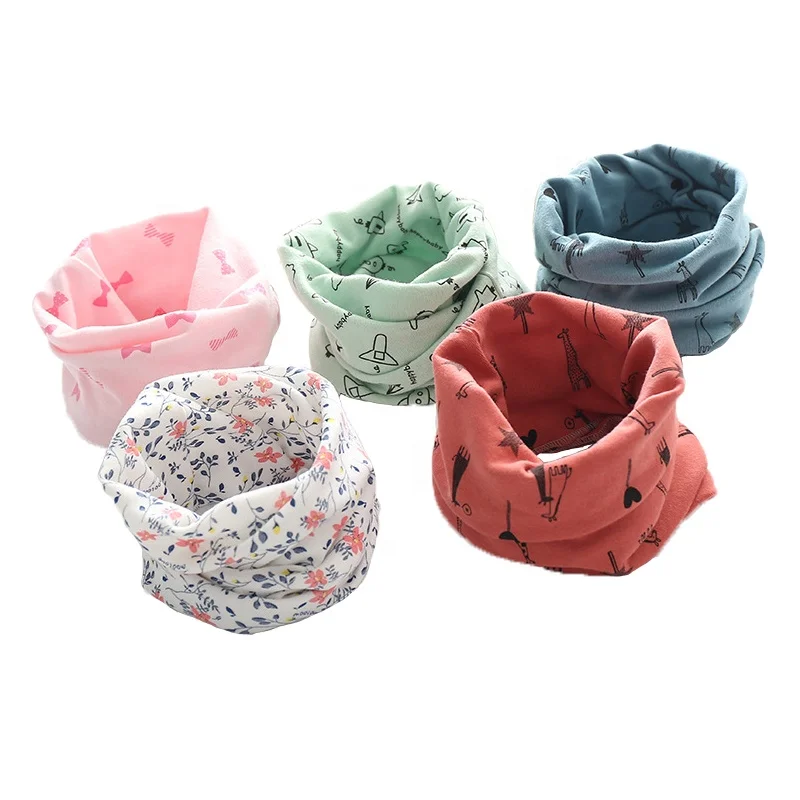 
Fashion Autumn Winter Multi-function All-match Cotton Children Kids Boys Girls Baby Plain Printed Neckerchief wraps Scarf 