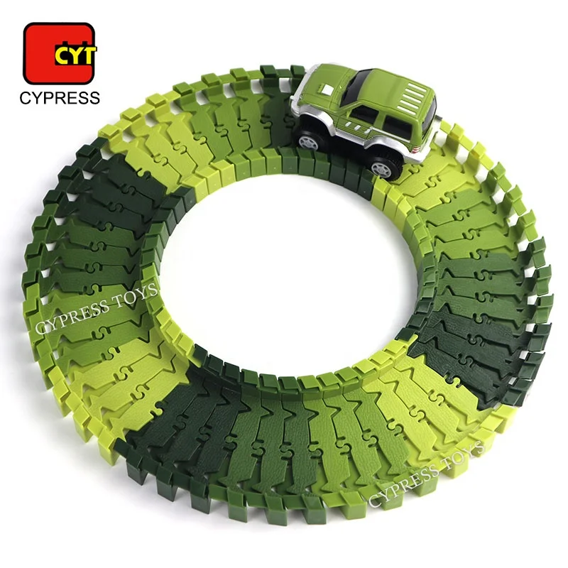 DIY Bending Flexible Railways Dinosaur Toy Set Race Track With Electric Car