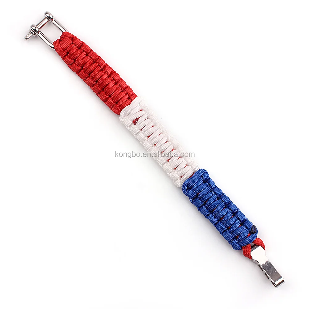 KongBo wholesale outdoor adjustable metal buckle paracord bracelet clasp for american flag