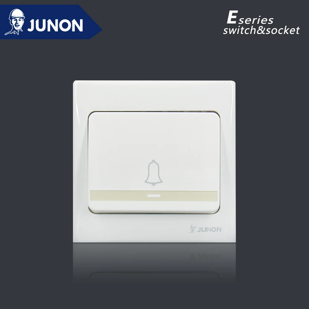 JUNON Hot Sell Switch Socket 3A Big button Door Bell with fluorescent light Electric Wall Switch