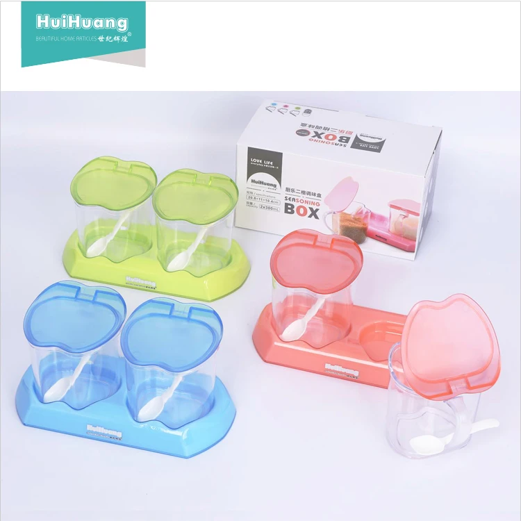
2pcs set transparent PS plastic spice jar spices canister set condiment gift box 