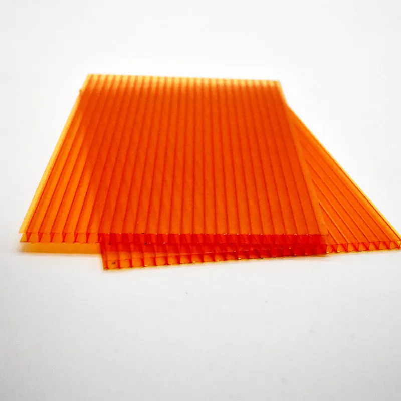 PC Crystal Hollow polycarbonate sheet with orange color decorative plastic board