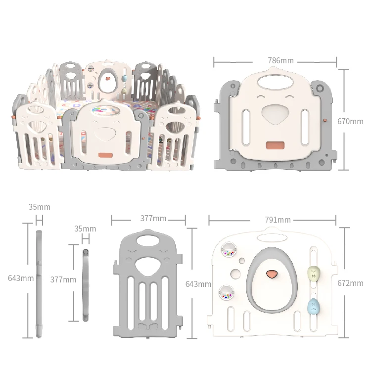 
Plastic Safety Game Fence for Kids Playing Children Protection Yard Plastic Baby Game Playpen with 14+2 Panel 