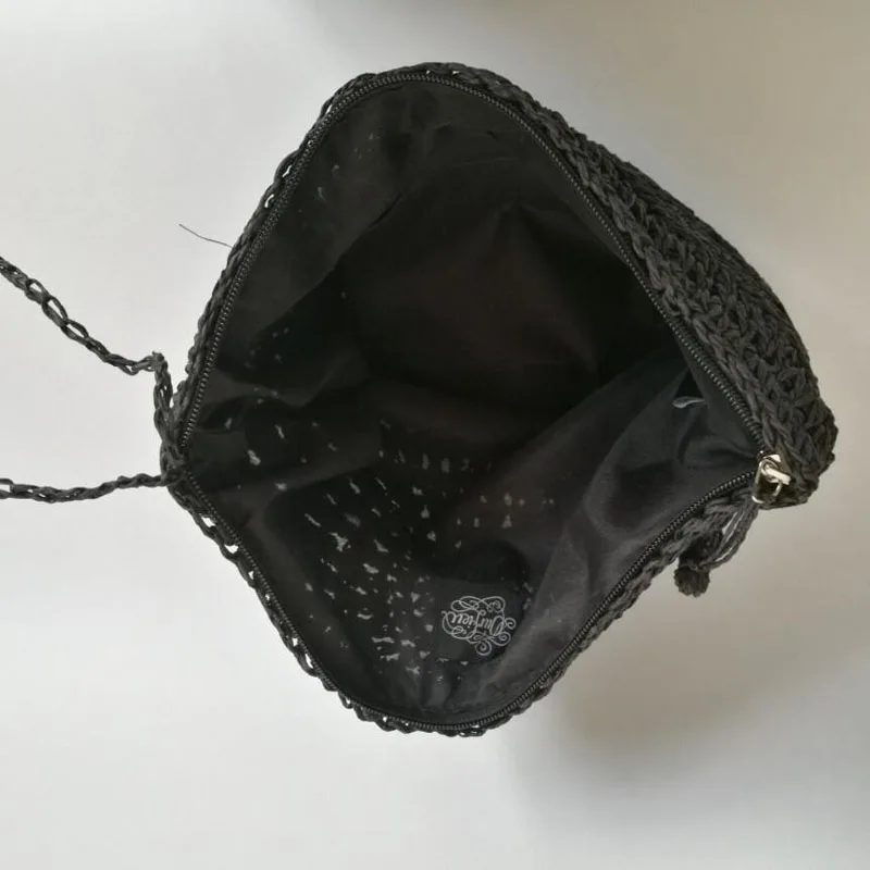 
Crochet semicircle paper straw clutch 