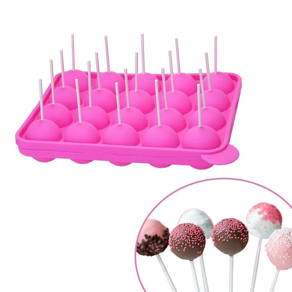 20 Cavity Ball Shaped Lollypop Cupcake Silicone Mold for Cake Pop Hard Candy and Party Cupcake
