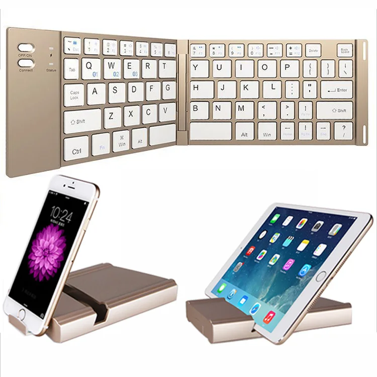 Rechargeable BT Wireless Folding Keyboard Portable Mini Foldable Wireless BT Keyboard for iPad
