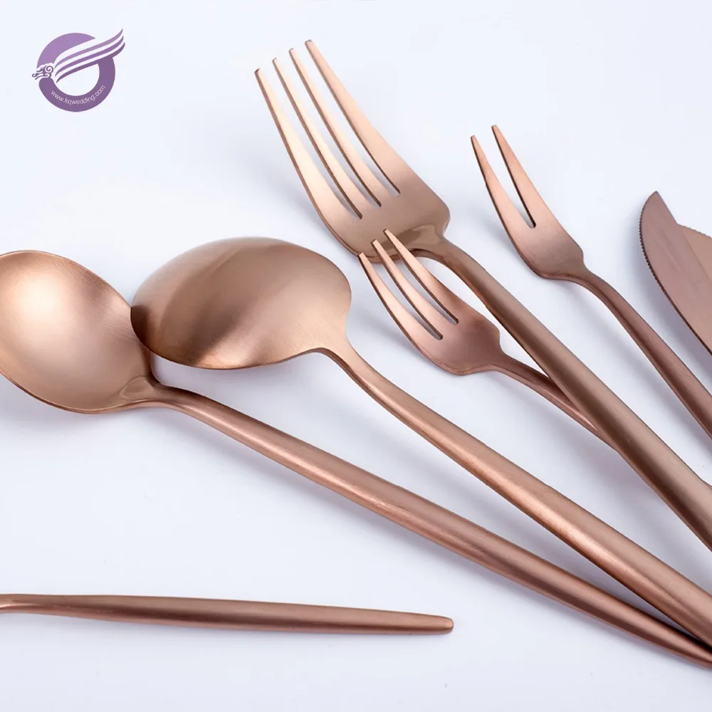QT00052 wholesale high quality rose gold stainless steel cutlery set flatware set