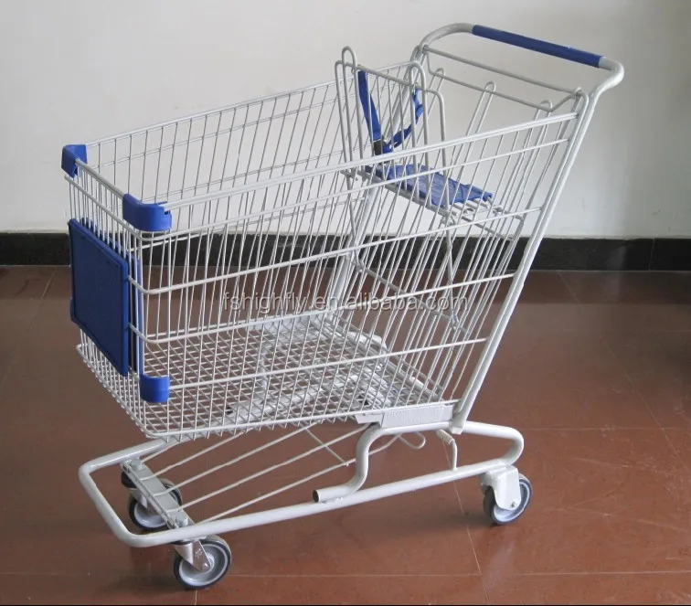 MOQ 100 PCS 198L basket shopping carts trolleys With Advertising Sign Holder, 198L Supermarket Advertising Cart