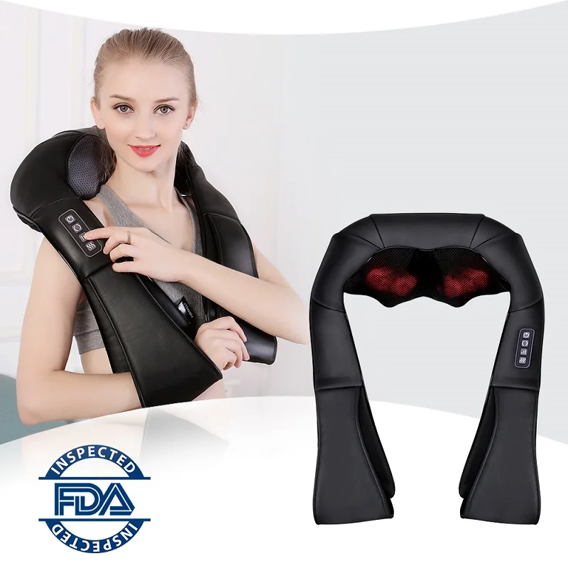 LUYAO OEM Amazon Best Seller Neck Shoulder Massager Shawl Shiatsu Heat Kneading Back Neck and Shoulder Massage Belt