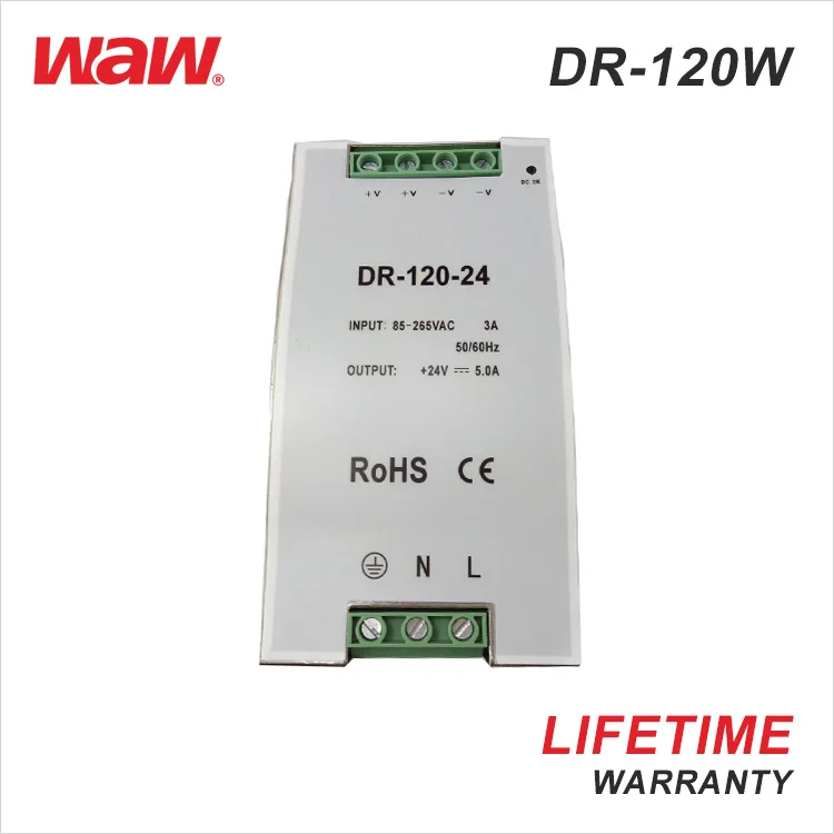 110v/220v ac to dc DR-120-24 120W 24V 5A Din Rail Power Supply
