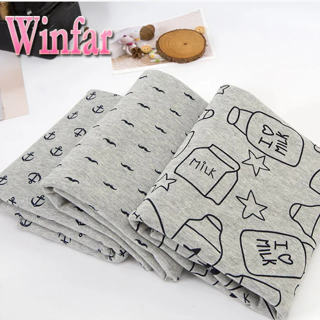 shaoxing winfar melange polyester spandex knitting custom printed fabric design for garment