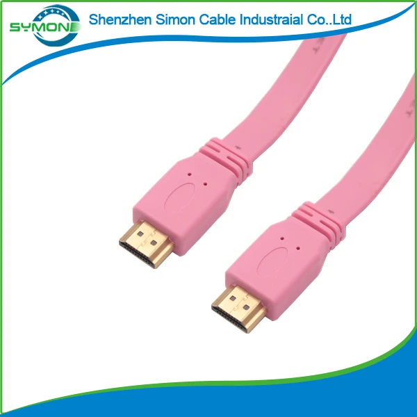 
Blue color HDTV Flat Cable HDTV 1.4 Version Ultra High Speed 18Gbps 1080p 3D Gold Plated Connectors - Ethernet & Audio Cable 