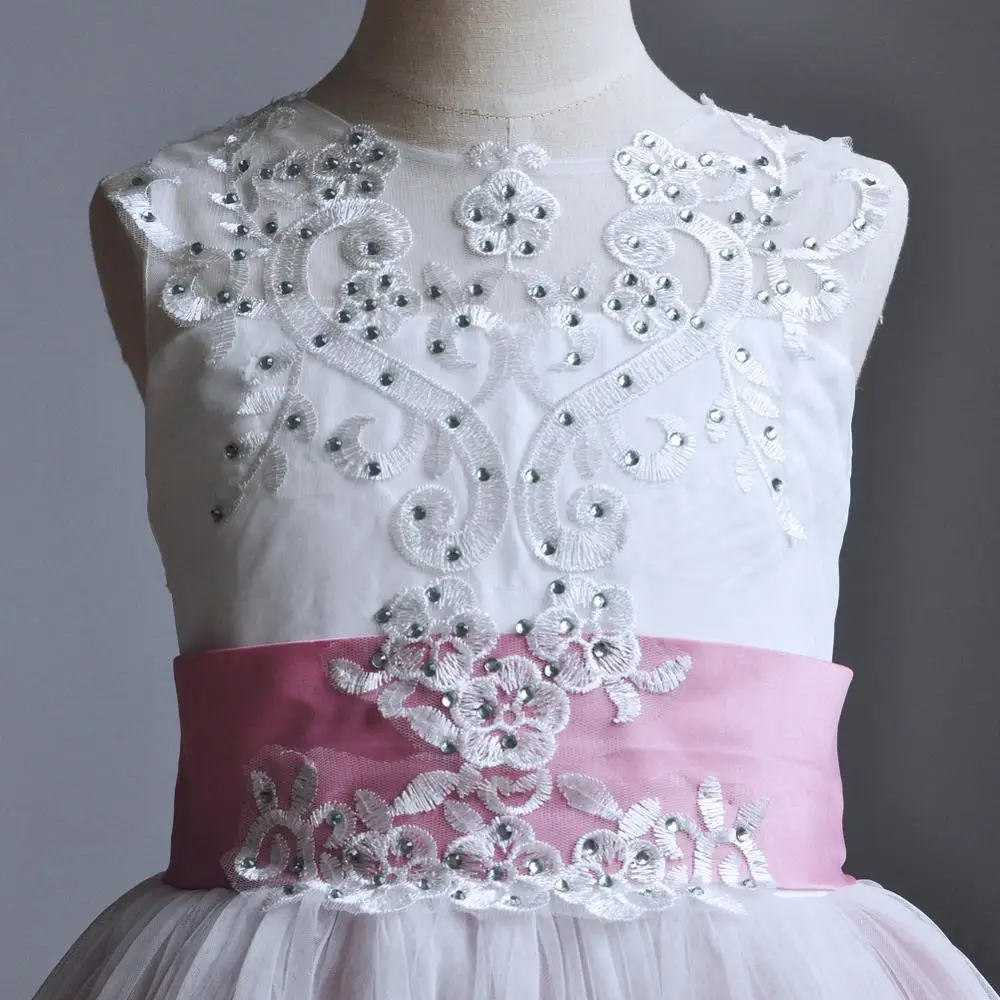 Hot Sale Cheap Romantic Lace Puffy Flower Girl Dresses Ball Gown Girl Party Communion Dress Pageant Gown