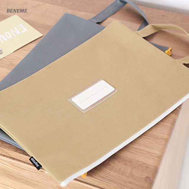 Oxford Cotton Fabric Canvas School Folder Zipper File Bag for Students