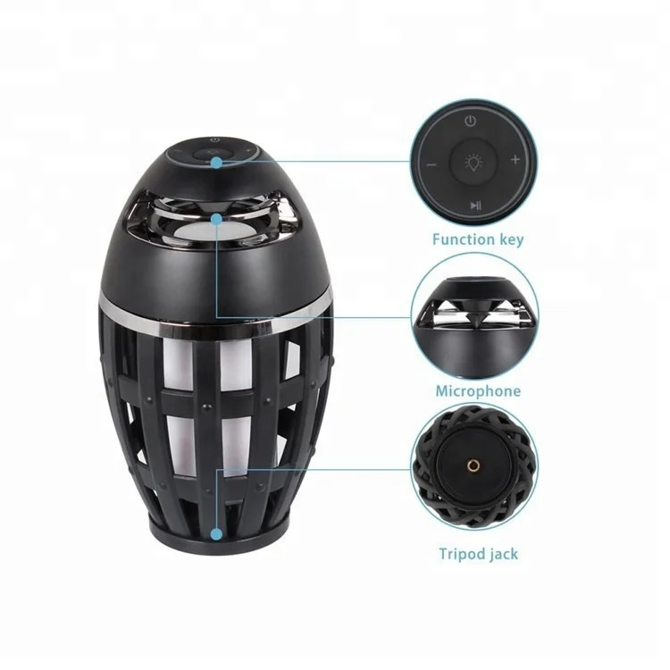 Alibaba best Sellers LED Flame Table Lamp Outdoor Portable BT Speaker &Torch Atmosphere Light